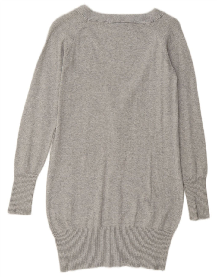 Zara Dame Cardigan Sweater UK 10 Lille Grå Bomuld