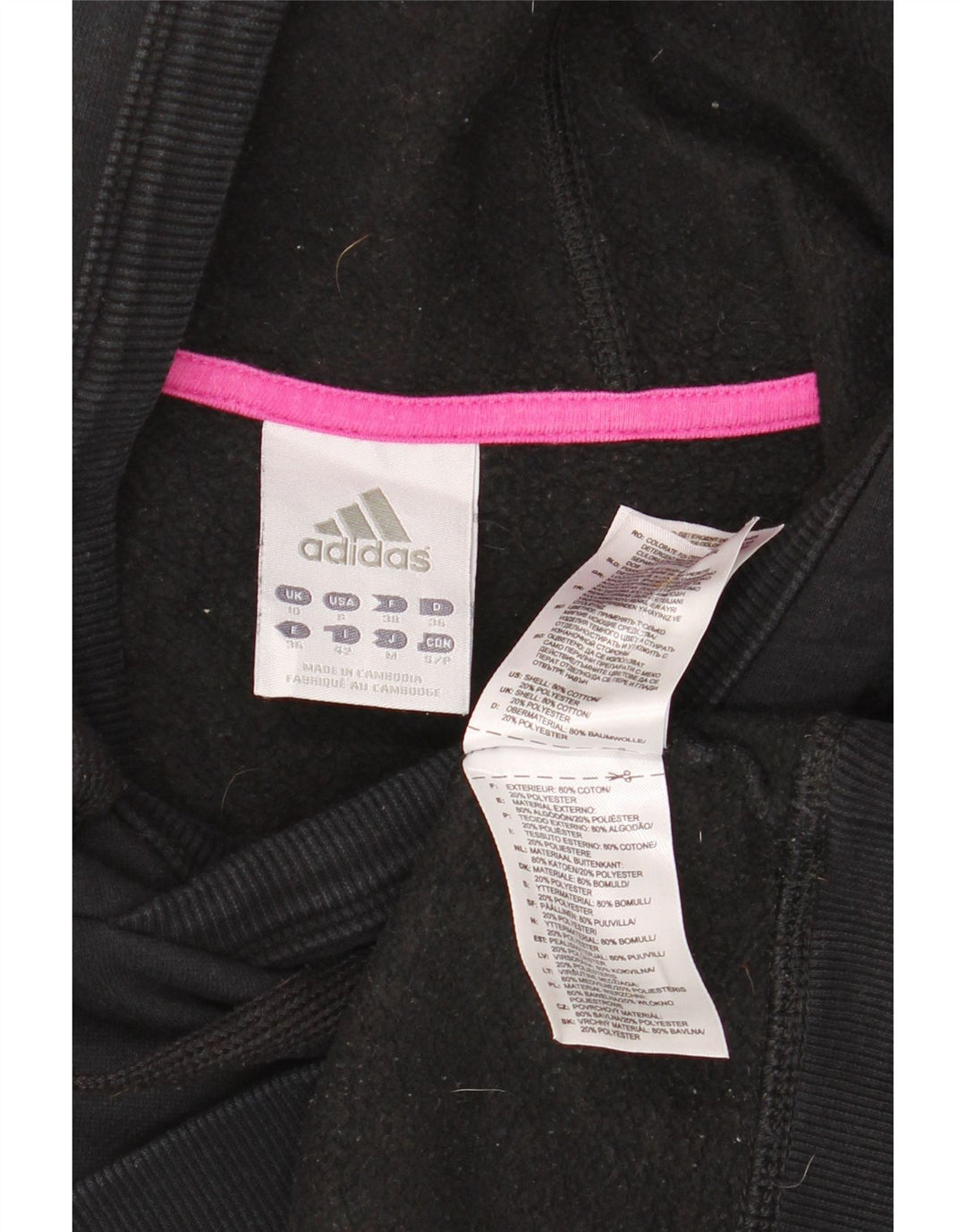 ADIDAS Grafisk hættetrøje til kvinder UK 10 Lille sort bomuld