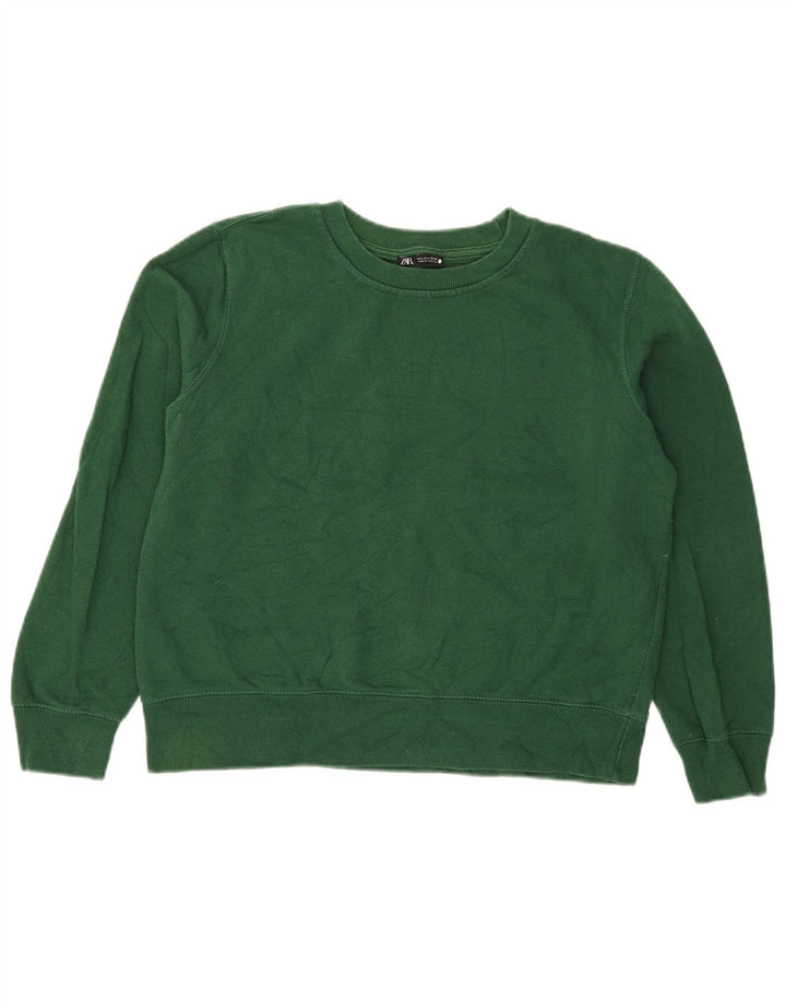 Zara Dame Sweatshirt Jumper UK 16 Stor Grøn Bomuld