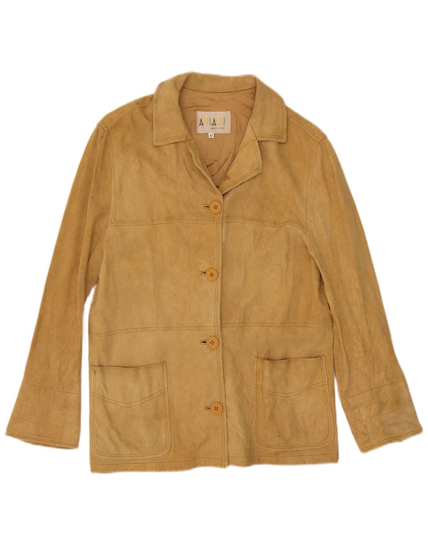 Vintage Womens Suede Jacket IT 42 Medium Beige Leather