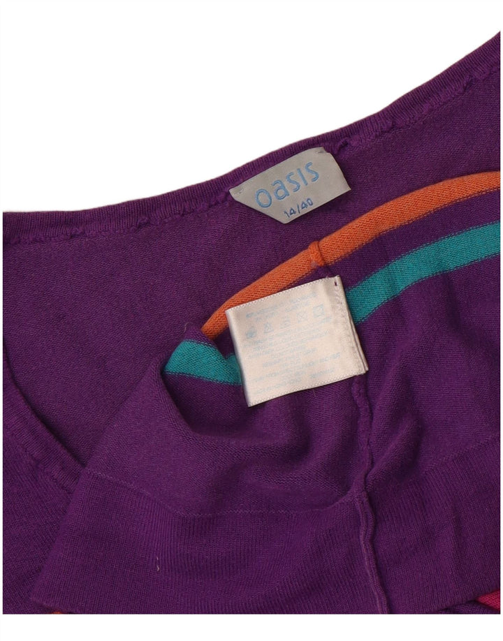 Oasis Dame V-hals sweater UK 14 Medium Multicolored Viscose