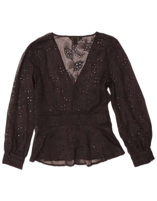 Lipsy Womens Shirt Bluse UK 10 Small Black Floral Polyester