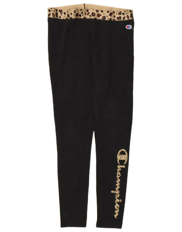 Champion Kvinders Grafiske Leggings UK 12 Medium Black Animal Print