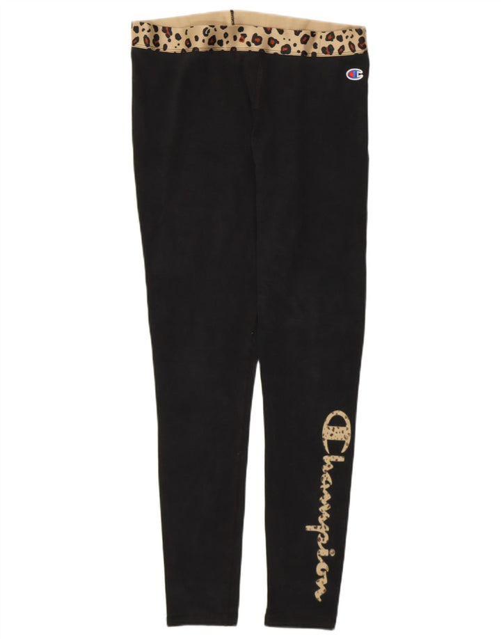 Champion Kvinders Grafiske Leggings UK 12 Medium Black Animal Print