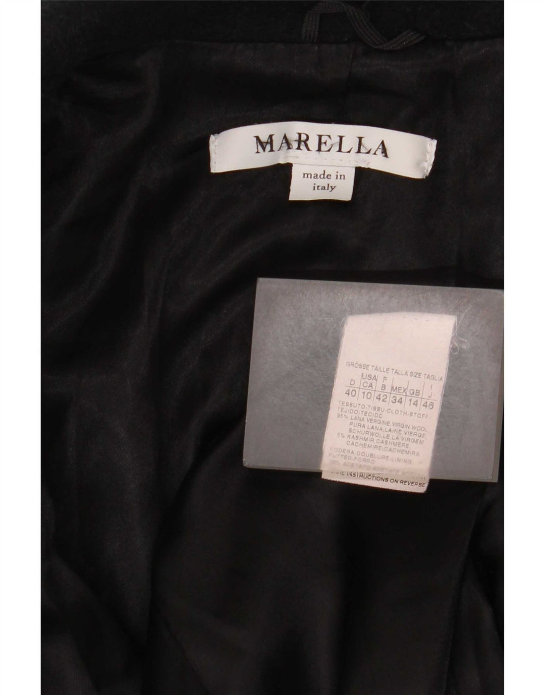 Marella Dame Overfrakke UK 14 Large Black Virgin Wool