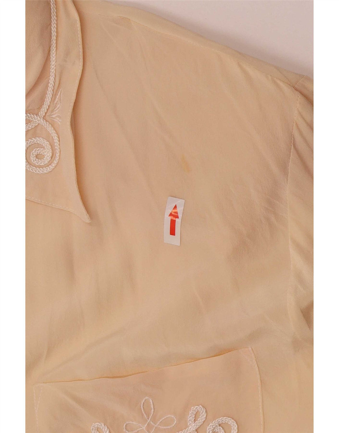 Vintage Womens Regular Shirt Bluse UK 14 Large Beige Silk