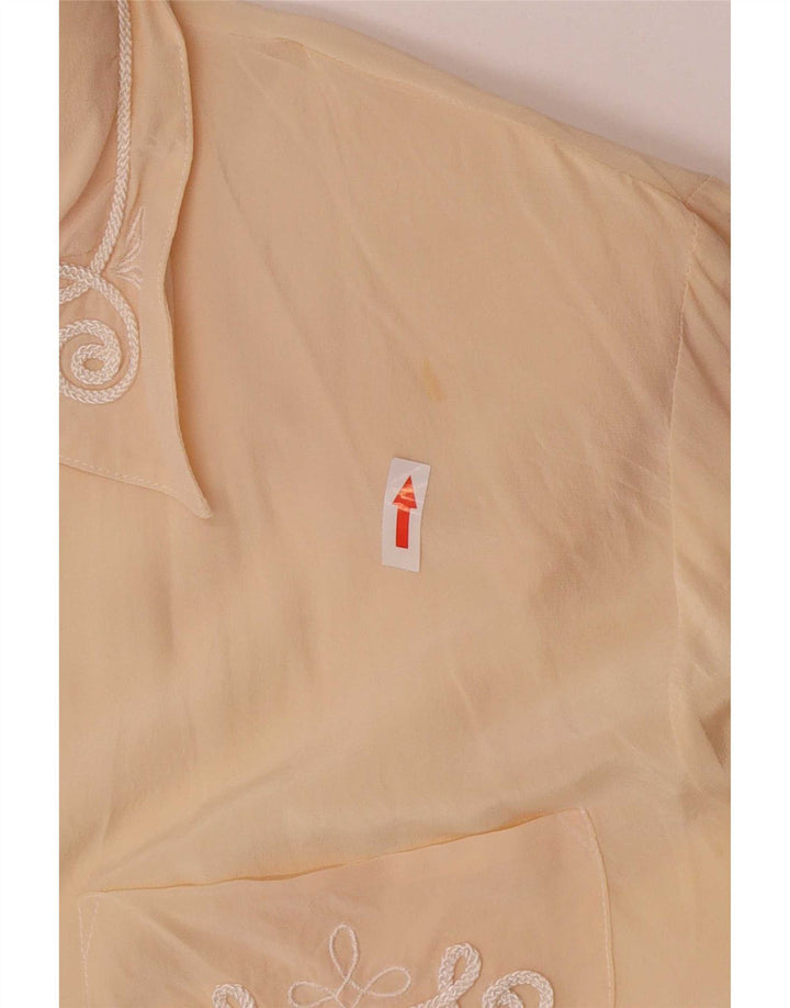 Vintage Womens Regular Shirt Bluse UK 14 Large Beige Silk