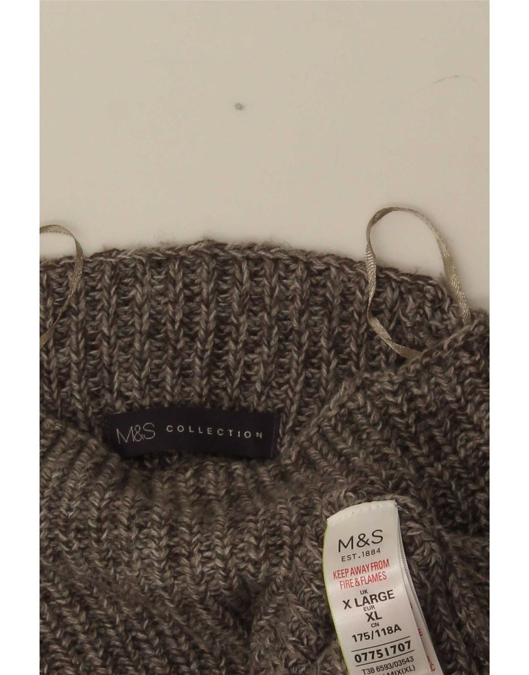 Marks & Spencer Herre Turtle Neck Jumper Sweater XL Grå Flecked Acryl