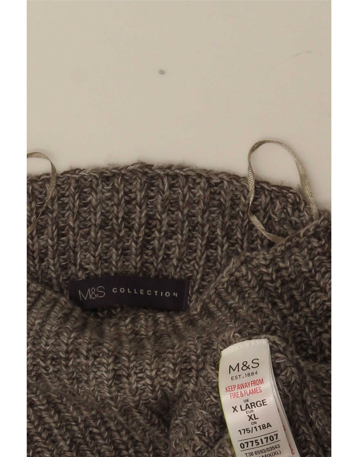 Marks & Spencer Herre Turtle Neck Jumper Sweater XL Grå Flecked Acryl