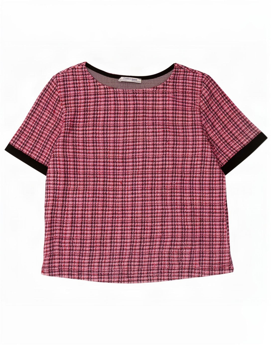 Zara Womens Crop Bluse Top UK 12 Medium Pink Ternet polyester