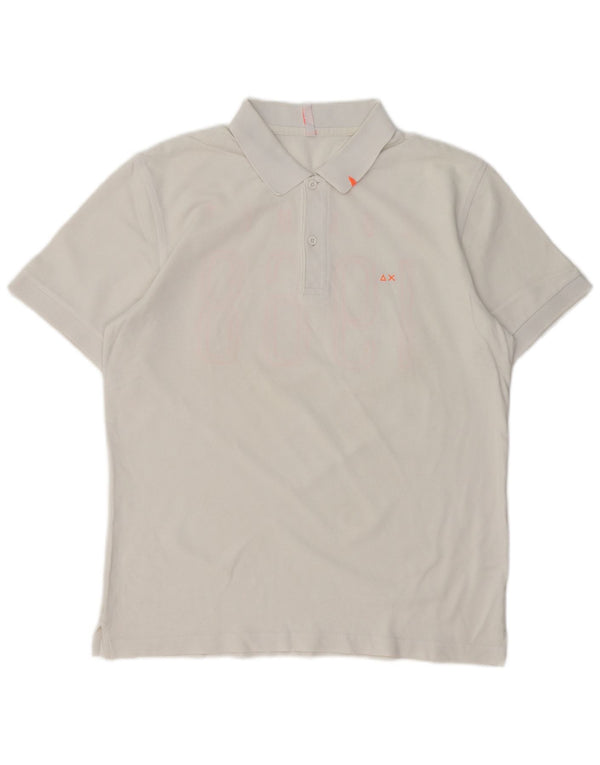 SUN68 Mens Graphic Polo Shirt Large White Cotton