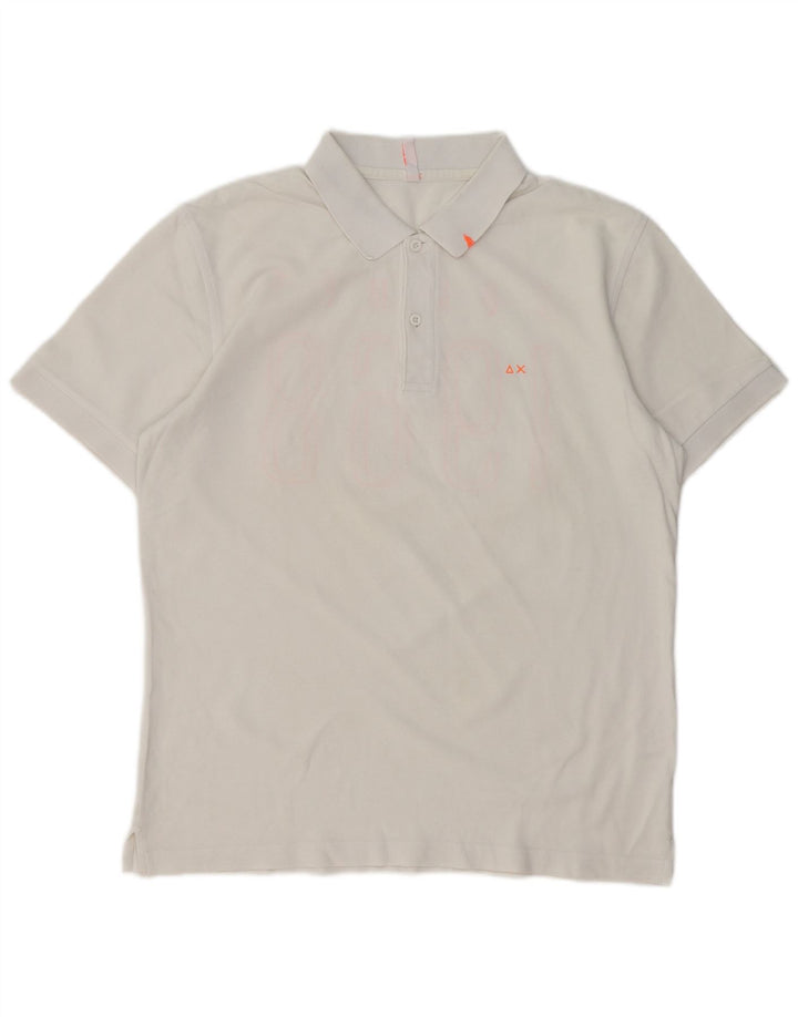 SUN68 Herre grafisk poloshirt Stor hvid bomuld