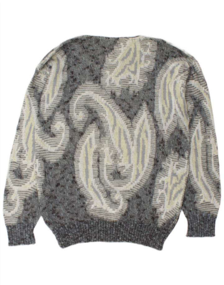 Monello Herre Boat Neck Jumper Sweater Stor Grå Paisley Bomuld