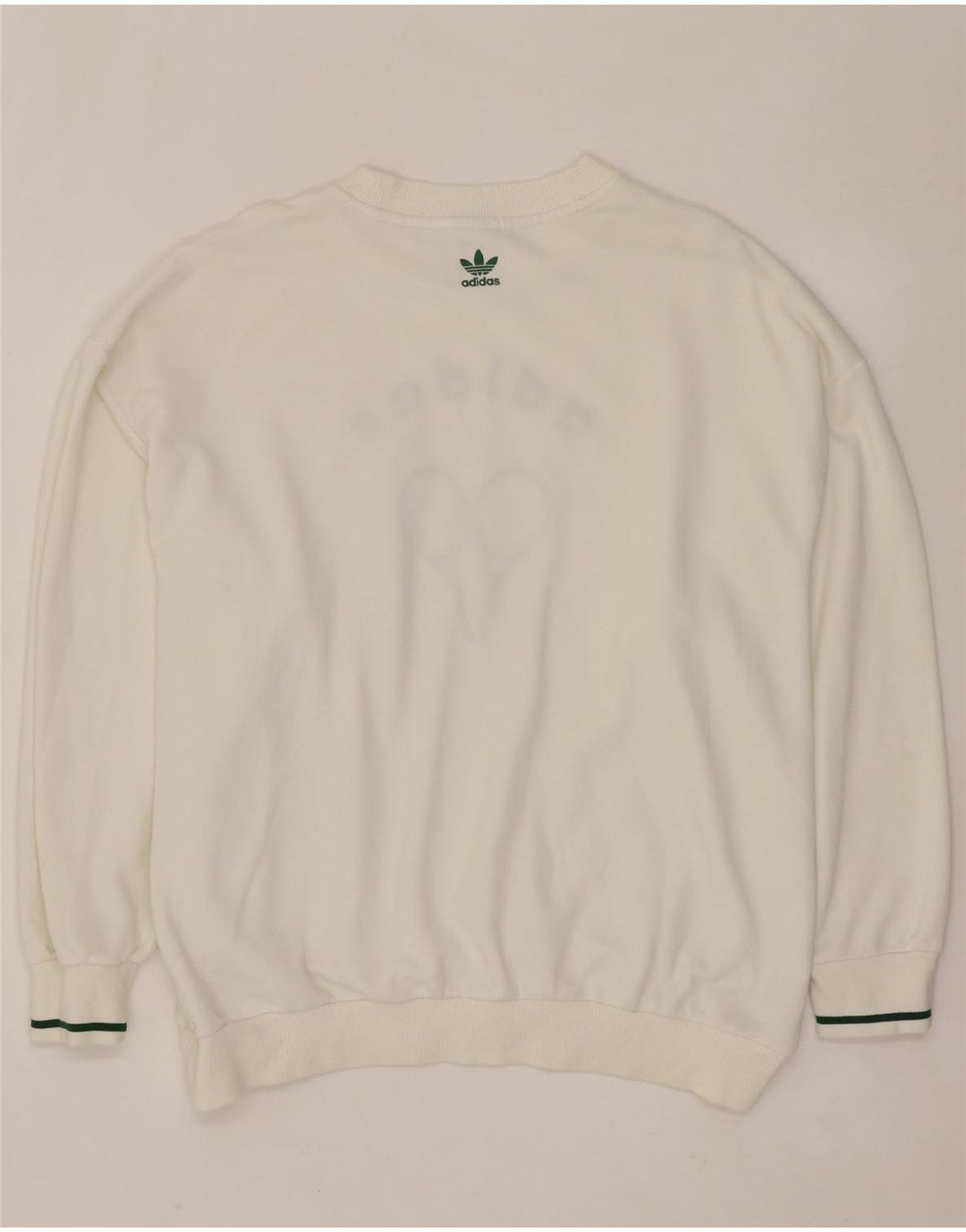 ADIDAS Dame Oversized Grafisk Sweatshirt Jumper UK 8 Lille hvid bomuld