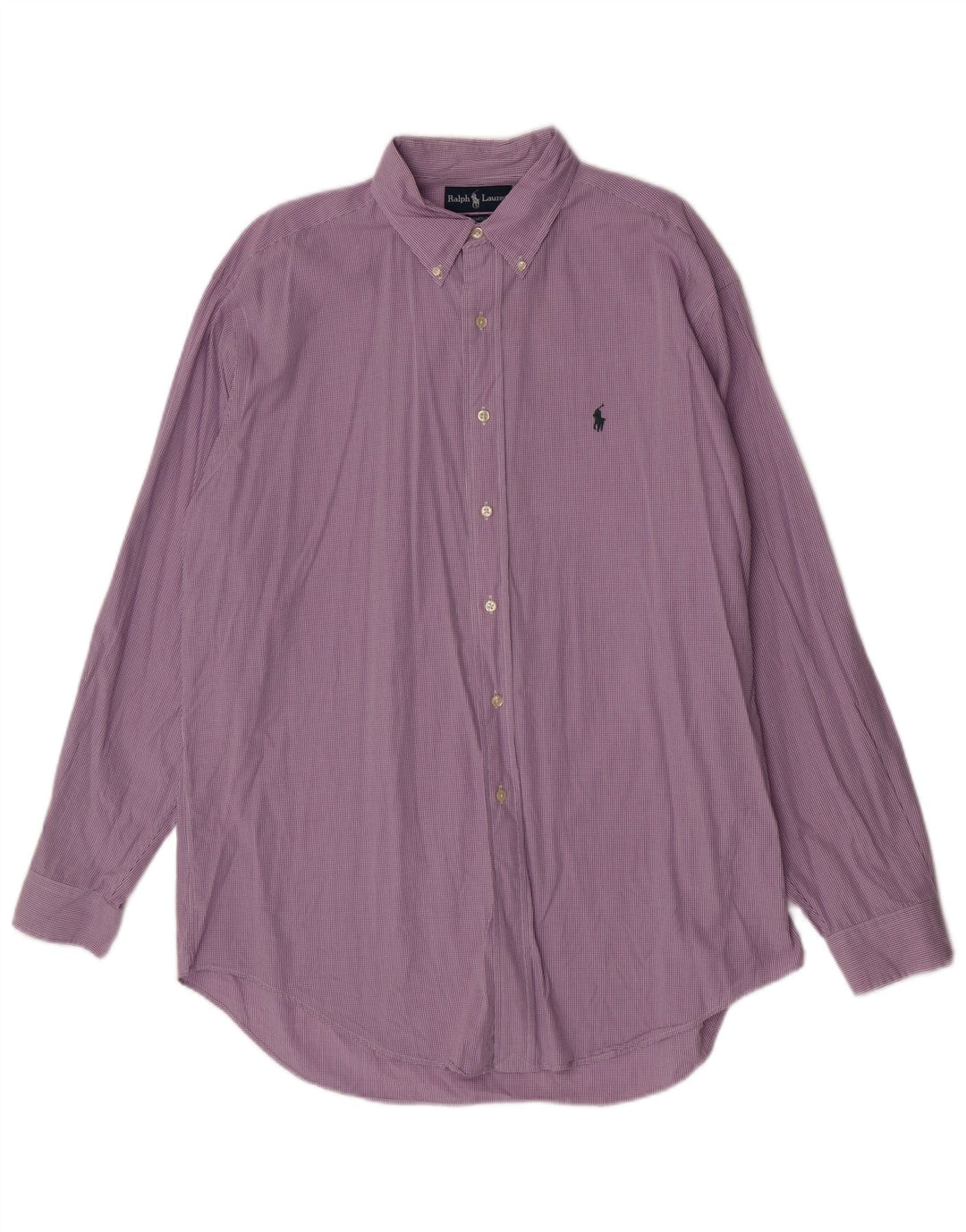 Ralph Lauren Herreskjorte str. 16 1/2 Large Purple Gingham Cotton