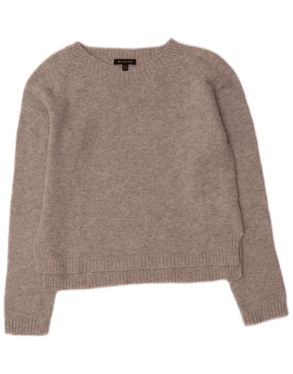 Massimo Dutti Dame Crop Boat Neck Jumper Sweater UK 6 XS Grå
