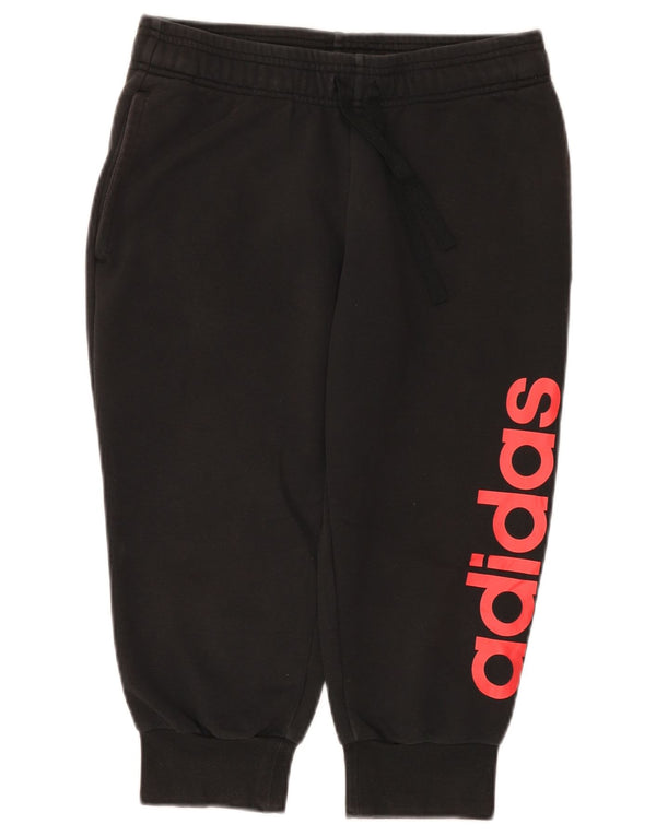 Adidas Dame Grafisk Capri træningsdragt Bukser Joggers UK 8/10 Small Black
