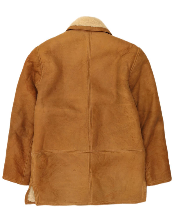 Vintage Dame Double Breasted Shearling Jacket UK 14 Large Beige