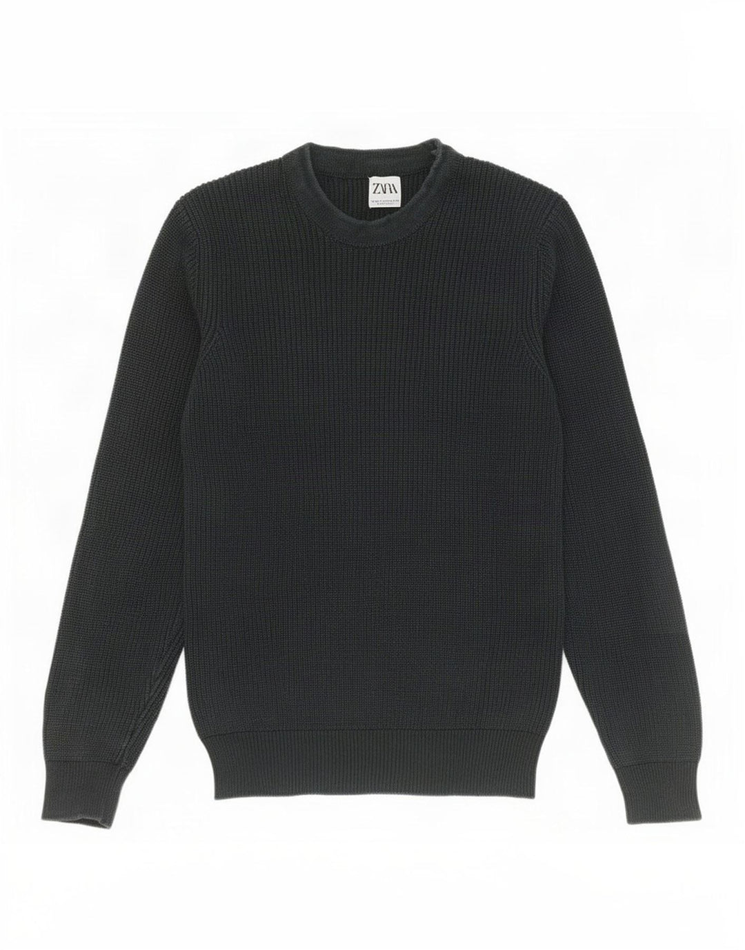 Zara Herre sweater med rund hals, mellemgrøn
