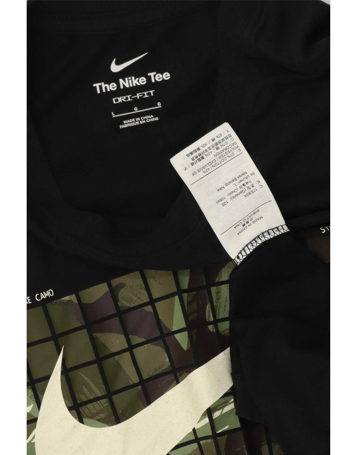 Nike Herre Dri Fit Grafisk T-Shirt Top Stor Sort Bomuld