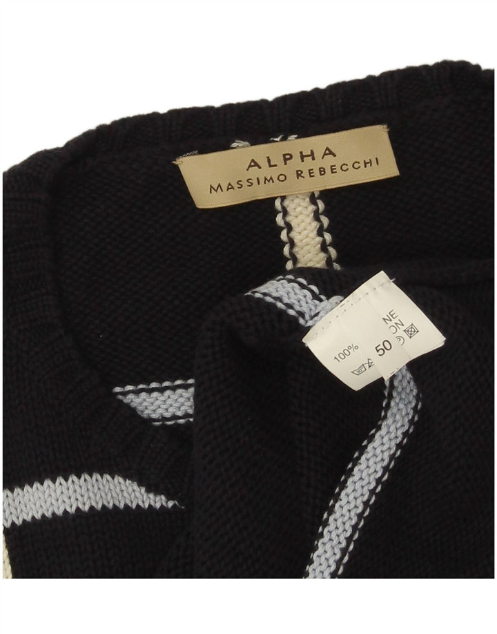 Massino Rebecchi Herre Alpha Vest Tank Top IT 50 Medium Navy Blue Geometric