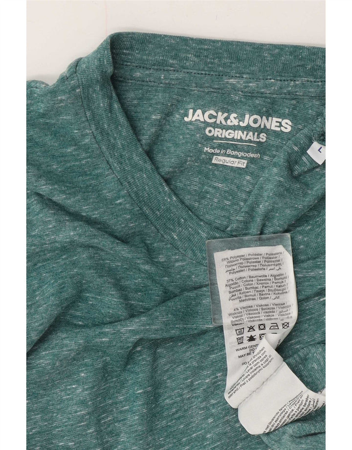 Jack & Jones Herre Regular Fit T-Shirt Top Stor Grøn Flecked Polyester
