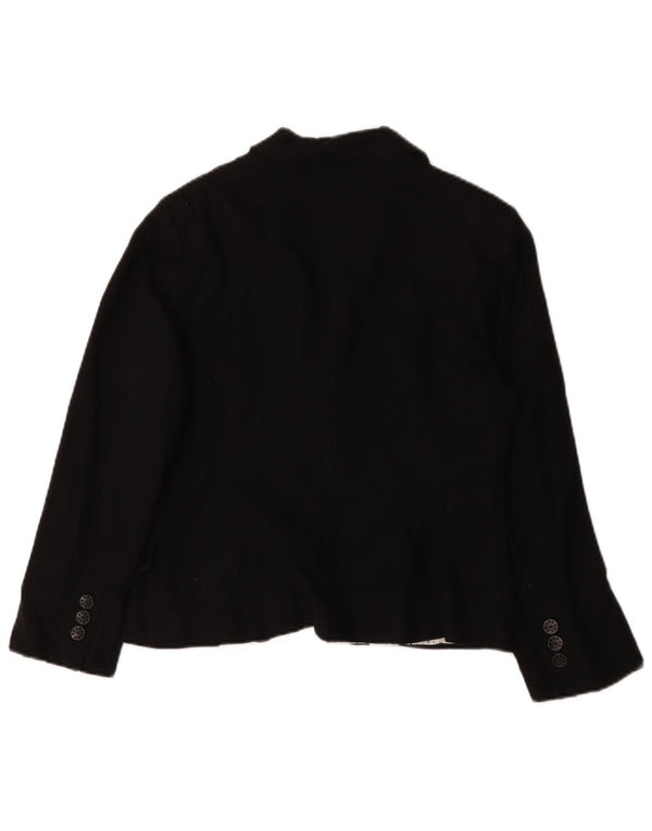 Marks & Spencer Dame 5 Button Blazer Jacket UK 14 Large Black Linen