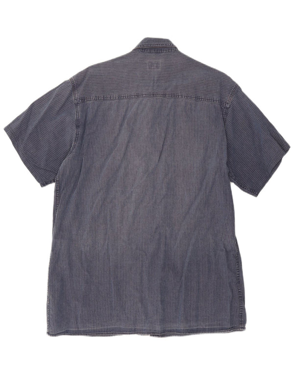 Calvin Klein Jeans Kortærmet Herreskjorte XL Navy Blue Nålestribe