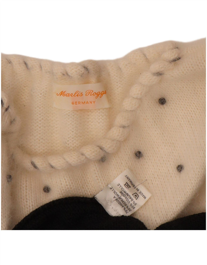 VINTAGE Dame Boat Neck Jumper Sweater UK 14 Medium Black Colourblock