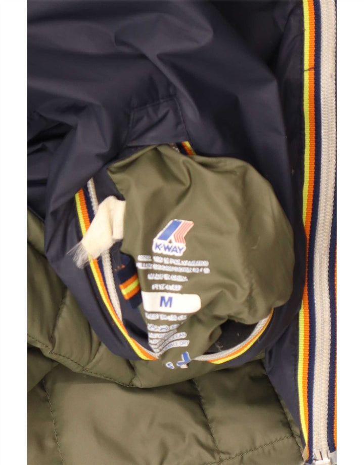 K-Way Dame Hætte Vendbar Polstret Jakke UK 14 Medium Navy Blue