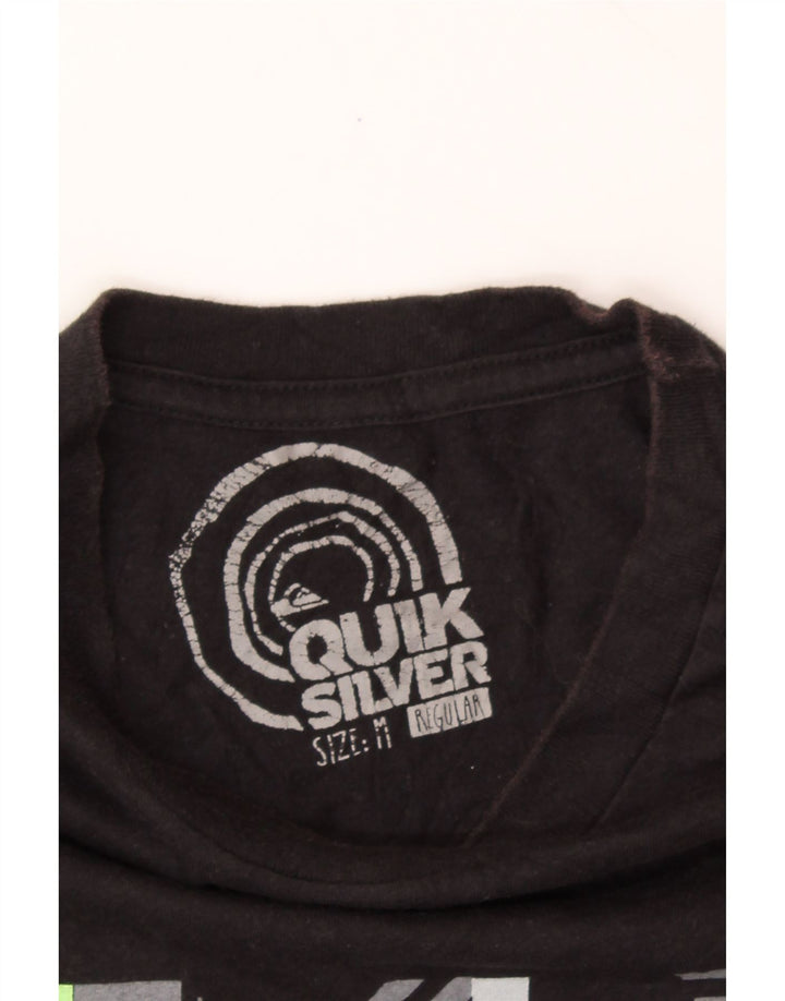 QUIKSILVER Mens Regular Graphic T-Shirt Top Medium Black Cotton Vintage Quiksilver and Second-Hand Quiksilver from Messina Hembry 