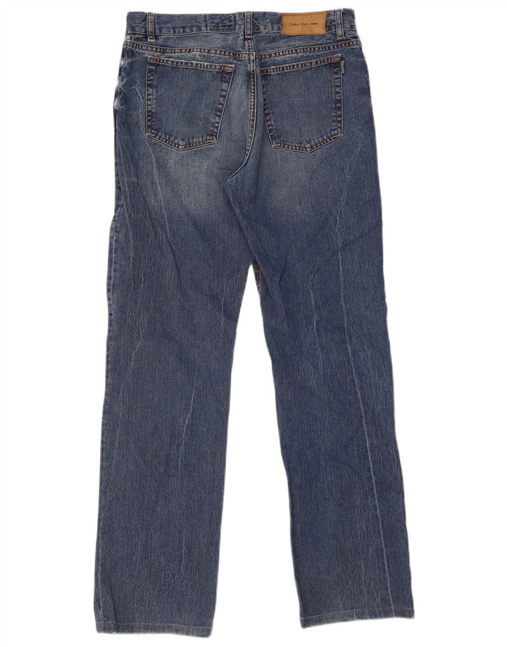 Calvin Klein Herre Distressed Straight Jeans W34 L31 Blå Bomuld