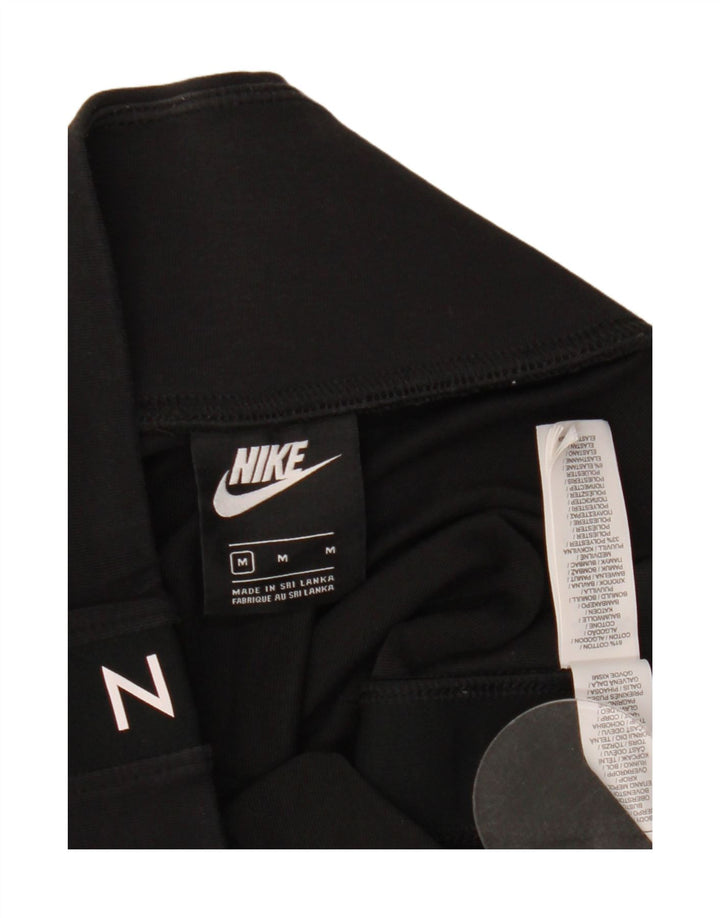 Nike Kvinders Grafiske Crop Leggings UK 14 Medium Sort Bomuld