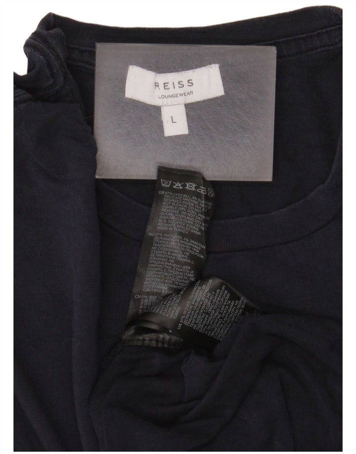 Reiss Herre T-Shirt Top Large Navy Blue Lyocell