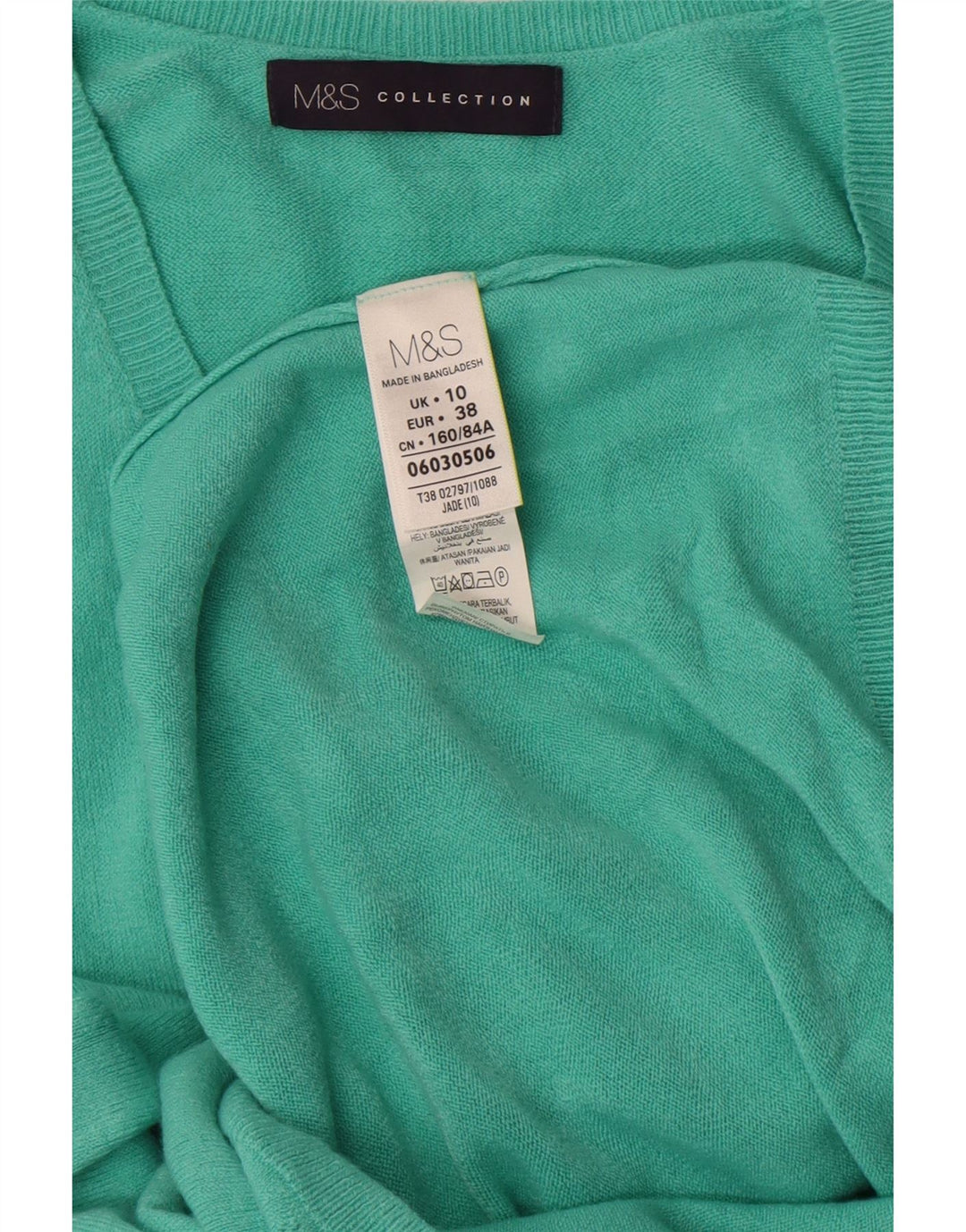 Marks & Spencer Dame V-hals sweater UK 10 Lille turkis akryl