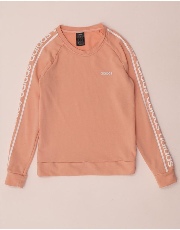 Adidas Dame Grafisk Sweatshirt Jumper UK 12/14 Medium Pink Bomuld
