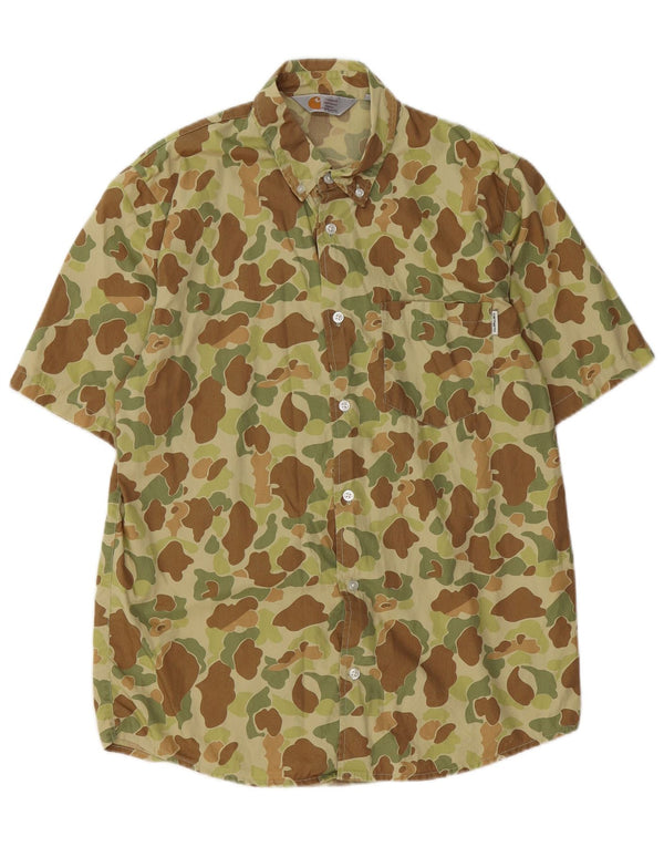 Carhartt Kortærmet Herreskjorte Medium Khaki Camouflage Bomuld