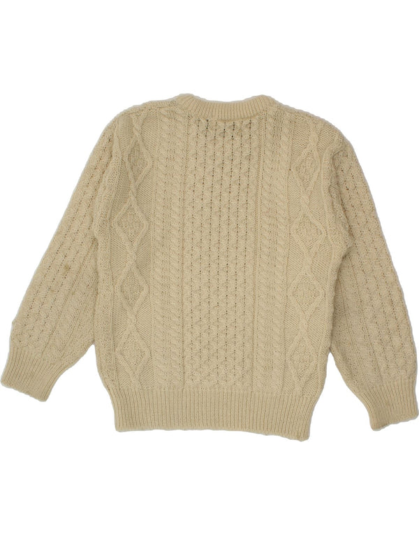 ARANCRAFTS Dame Boat Neck Jumper Sweater UK 10 Small Beige Uld