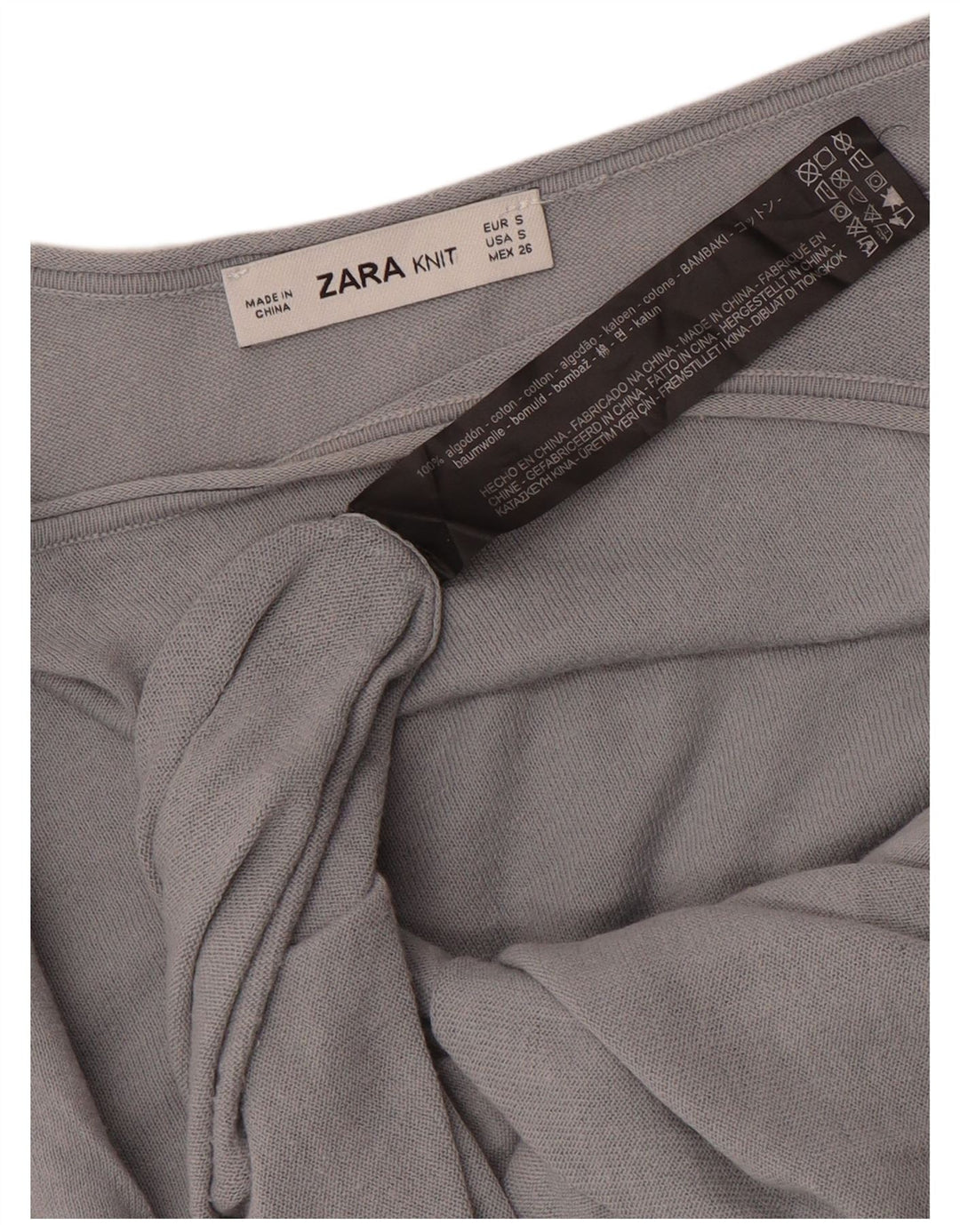 Zara Dame Oversized Bluse Top UK 10 Lille Grå Bomuld