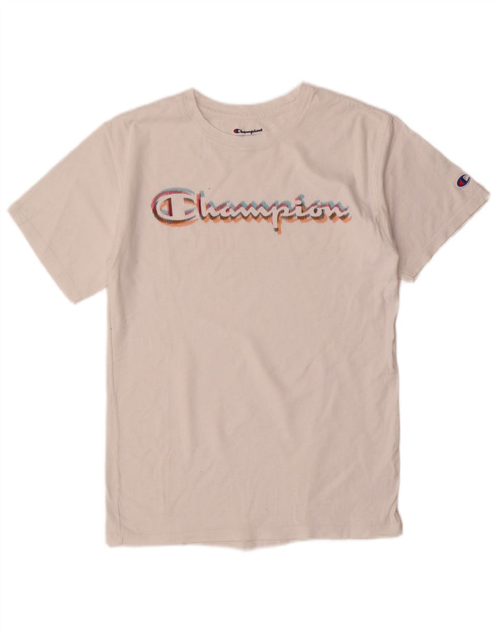 Champion Dame Grafisk T-Shirt Top UK 10 Small White