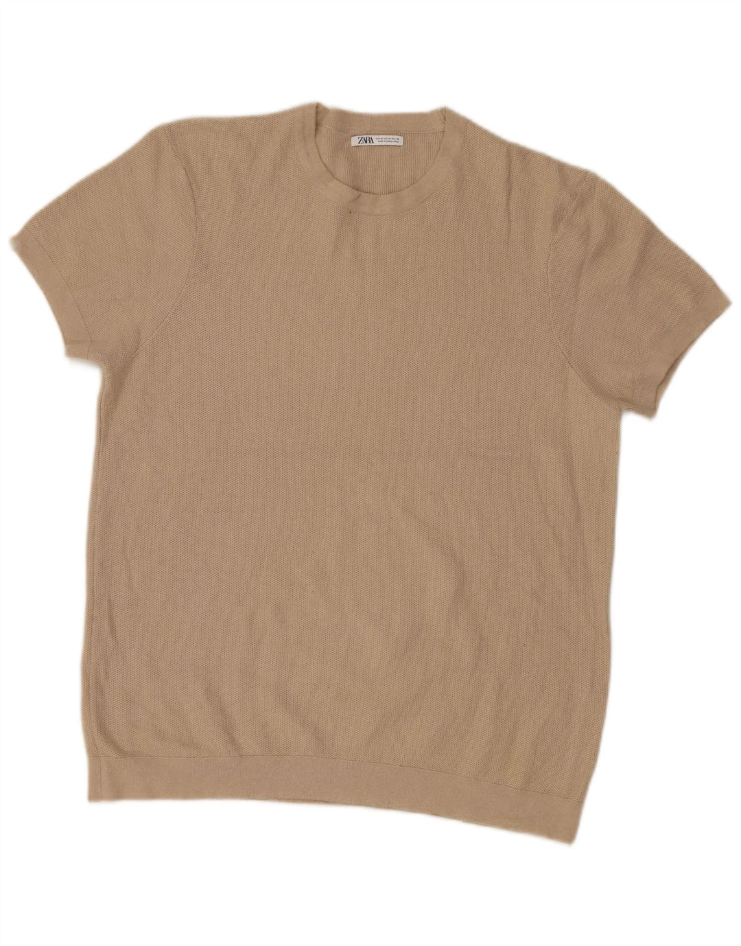 Zara Herre kortærmet rund hals sweater mellembeige