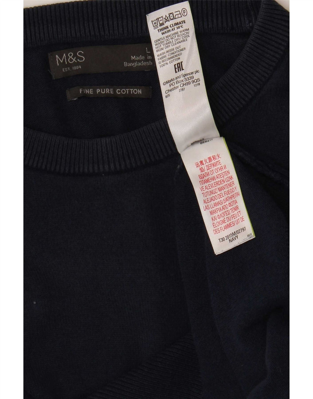 Marks & Spencer Herre sweater med rund hals, stor marineblå bomuld