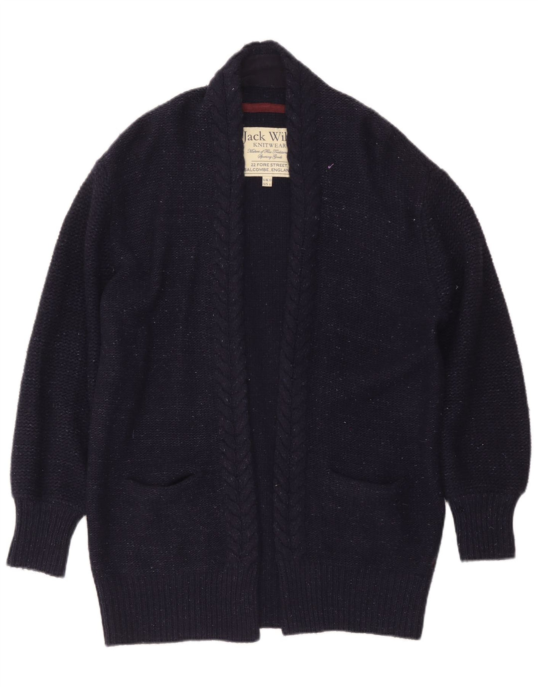 Jack Wills Dame Oversized Longline Cardigan Sweater UK 10 Small Navy Blue
