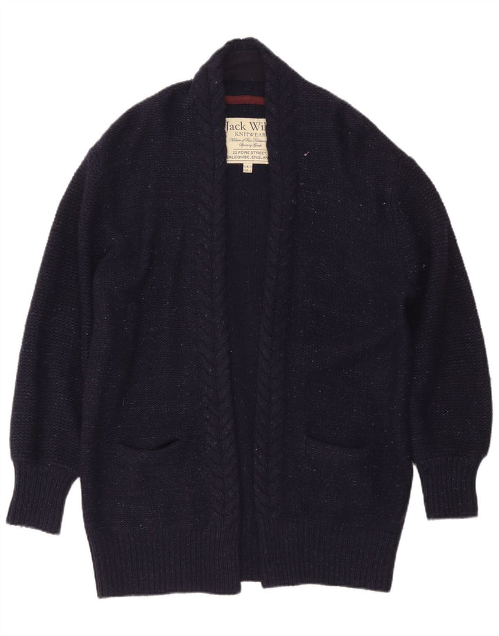 Jack Wills Dame Oversized Longline Cardigan Sweater UK 10 Small Navy Blue