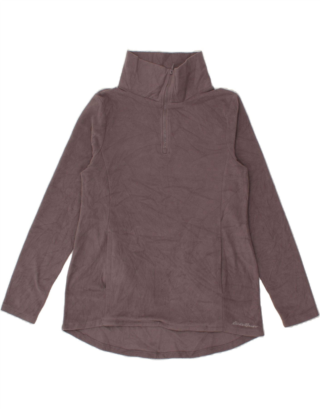 EDDIE BAUER Womens Zip Neck Fleece Jumper UK 14 Medium Grey Polyester Vintage Eddie Bauer and Second-Hand Eddie Bauer from Messina Hembry 