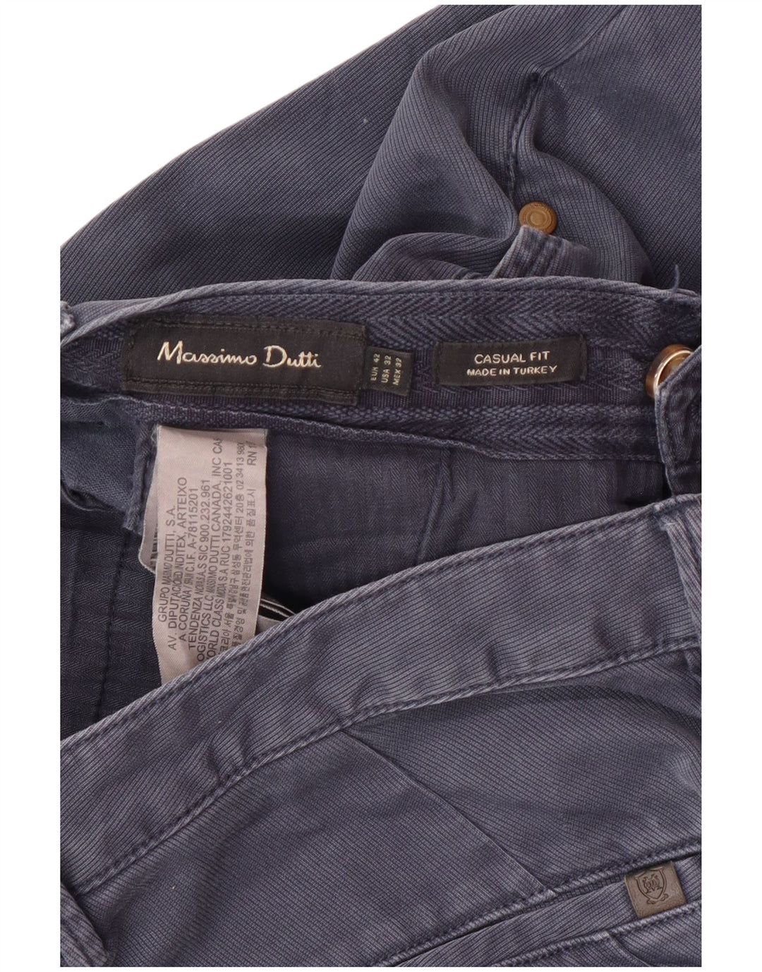 MASSIMO DUTTI Herre Chinobukser EU 42 Large W32 L31 Navy Blue Classic