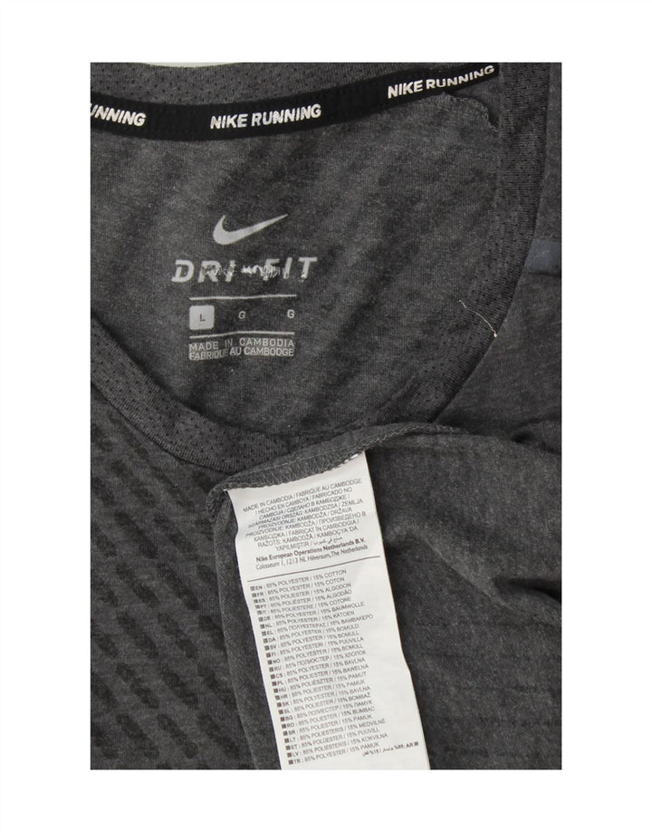 Nike Herre Dri Fit T-Shirt Top Stor Grå Colourblock Polyester