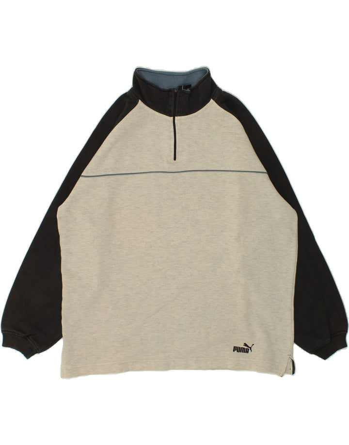 PUMA Sweatshirt med lynlås til mænd, stor beige flækket bomuld