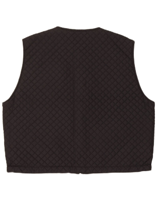 Vintage kvinders overdimensioneret vendbar quiltet Gilet UK 12 medium sort nylon