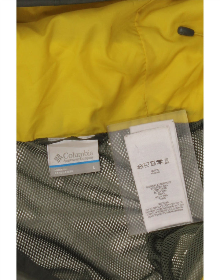 COLUMBIA Herre Omni-Tech Regnjakke med hætte UK 40 Stor Khaki Nylon